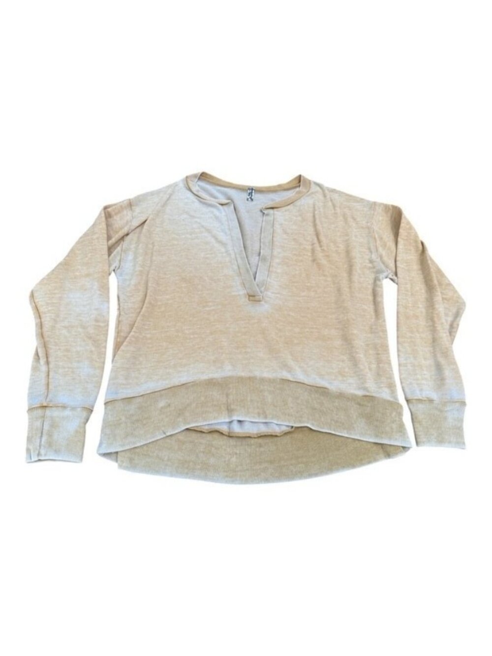 Free People Intimately V Neck Large Split Neck Boho Thumb Holes Yellow Mustard